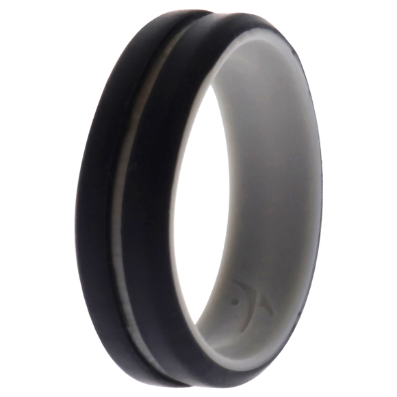 Silicone Wedding 2Layer Middle Line Ring - Grey-Black ROQ for Men 15 mm Ring - Picture 2 of 2